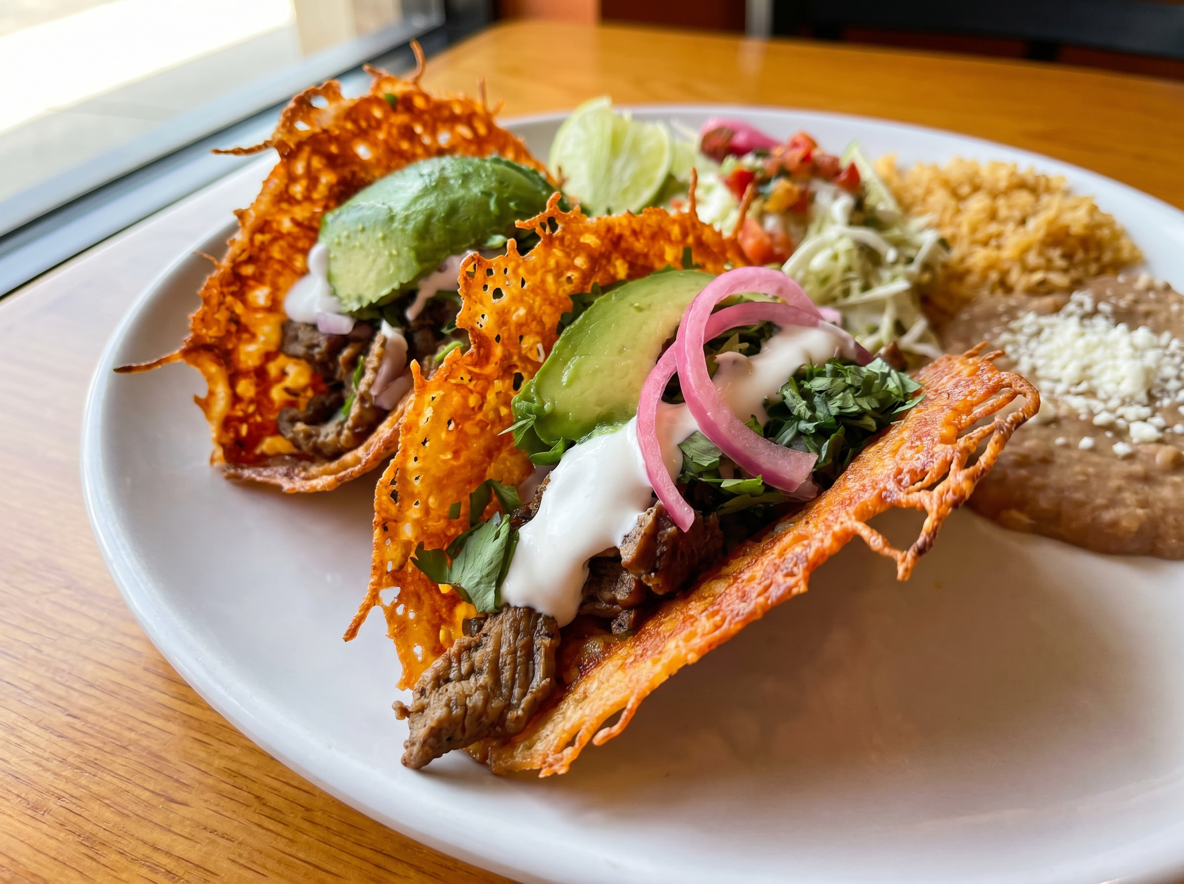 La Bonita's famous signature cheese shell tacos